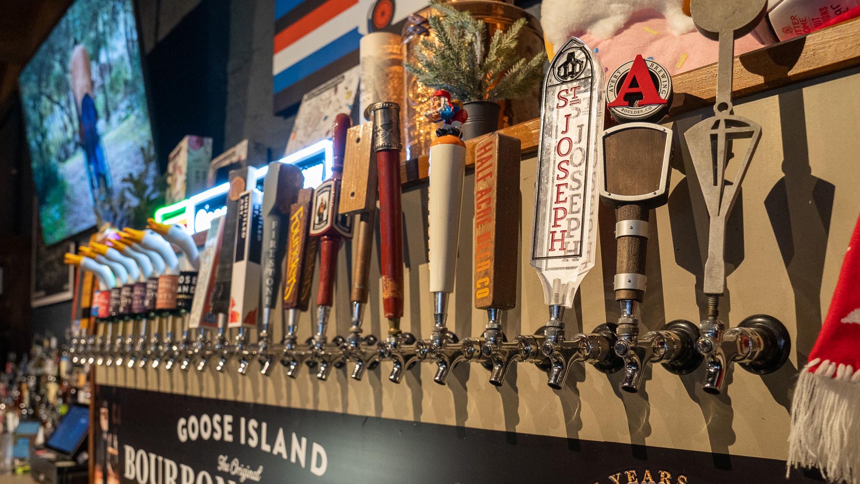 variety of tap handles at bar